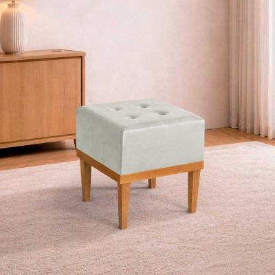 Puff Quadrado MM-33 Veludo Creme Estofados Martins