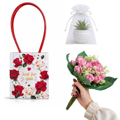 Buquê de Rosas Artificiais Rosa com Mini Suculenta Dia das Mães Extra Festas