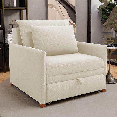 Poltrona Cama Solteiro Zia Retrátil Bouclê com Rodízios Bege Desk Design