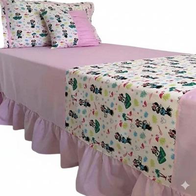 Kit Cobre Leito Solteiro Rosa 100% Poliéster com Porta Travesseiro Eurotêxtil