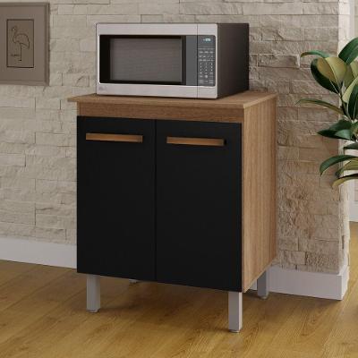 Balcão Micro-ondas Elen 2 Portas 70cm Preto Desk Design