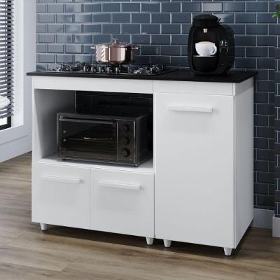 Balcão para Cooktop Mayla 3 Portas MDP 114CM Branco Desk Design
