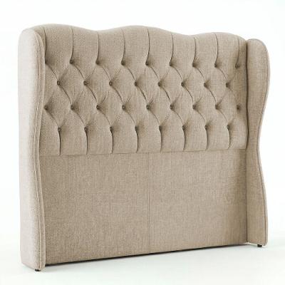 Cabeceira Alora Queen Size Estofada Capitonê MDF Linho Bege Desk Design
