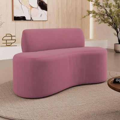Sofá Sora 2 Lugares Compacto 100CM Rosa Suede Desk Design