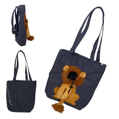 Bolsa de Transporte para Pets Leva Pra Casa BSL3905 Náilon Estampa Leão Cinza