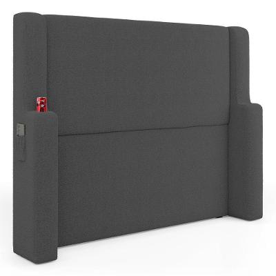 Cabeceira Duetto Casal 140cm na Parede MDF Bouclê Cinza Escuro Desk Design