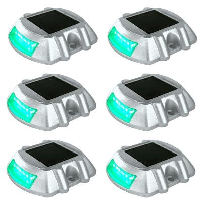Kit 6 Tachas Solares SU-RUA2 LED Verde IP68 Olho de Gato Cinza Leva Pra Casa