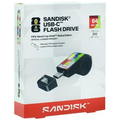 Pendrive Sandisk SDCZIA-064G-G46 64GB USB-C Copa do Mundo FIFA 2026 Preto