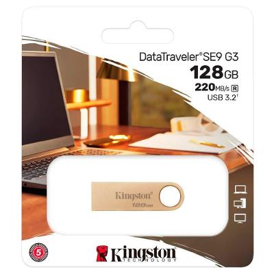 Pendrive Datatraveler SE9 G3 128GB USB 3.2 Metal Dourado Kingston