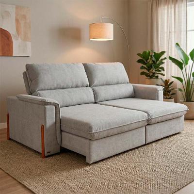 Sofá Linea 4 Lugares Retrátil e Reclinável 300CM Cinza Linho King