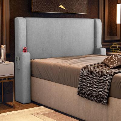 Cabeceira Estofada Duetto Queen na Parede MDF Linho Cinza Desk Design