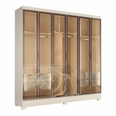 Guarda Roupa Casal Mavie 6 Portas de Bater 4 Gavetas LED Off White J&A Móveis