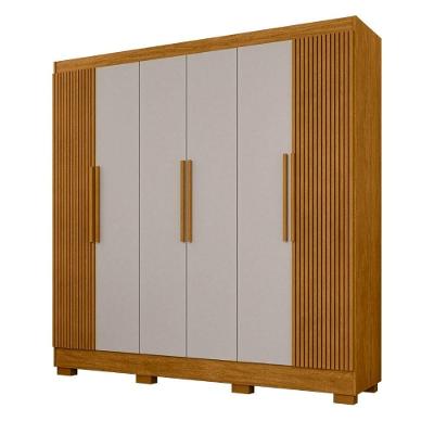 Guarda Roupa Casal Maite 6 Portas de Bater 4 Gavetas MDP Nature-Off
