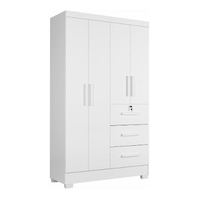 Guarda Roupa Infantil Tami 4 Portas 3 Gavetas com Chave MDP Branco e Lilás