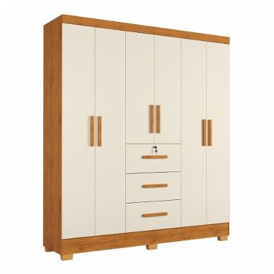 Guarda Roupa Casal Tami 6 Portas de Bater 3 Gavetas MDP Nature-Off