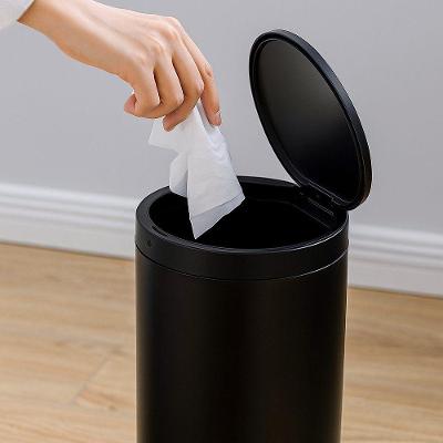 Lixeira Automática Redonda 50L Aço Inox com Sensor Tampa com Fechamento Automático Preta Globalmix