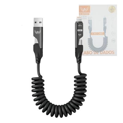 Cabo de Dados 4 em 1 Altomex USB 2x USB-C Lightning PD 65W Preto