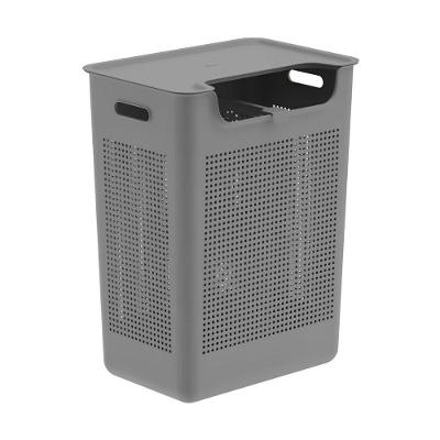 Cesto de Roupa Flow 50L Tampa Duplo Compartimento Grafite Ou
