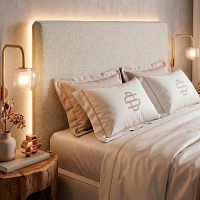 Cabeceira King Mirella Estofada com Frame Linho Bege Desk Design