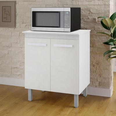Balcão Micro-ondas Elen 2 Portas MDP 70CM Branco Desk Design