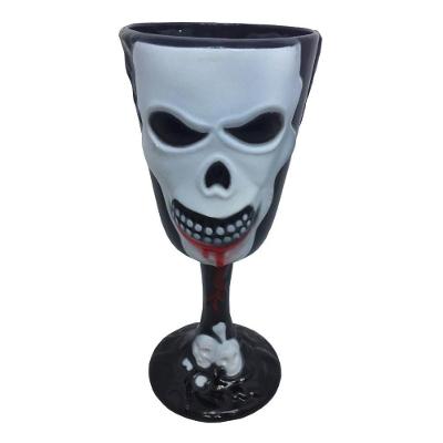 Taça Decorativa Halloween Acrílico Preta com Caveiras Extra Festas