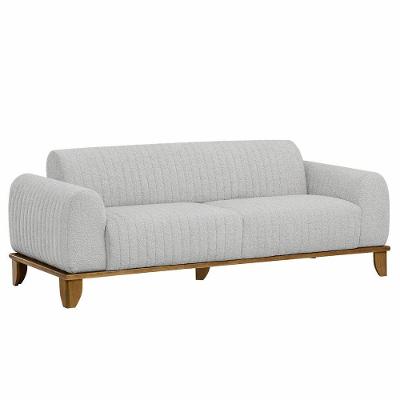 Sofá Molino 3 Lugares 210CM Cinza Claro Bouclé Nexta Casa