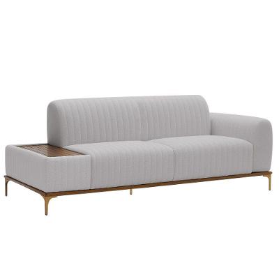 Sofá Molino 3 Lugares Mesa Auxiliar 210CM Cinza Bouclé Nexta Casa