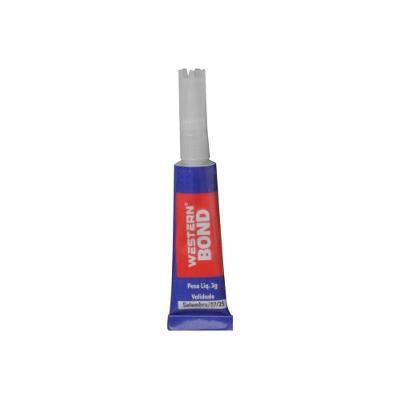 Super Cola Instantânea Western 3g Adesivo Universal Fixação Imediata Azul