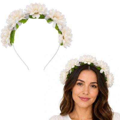 Tiara Floral Extra Festas com Flores Artificiais Branco Tamanho Único