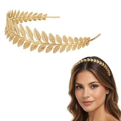 Tiara Coroa de Louros Folhas de Louro Metal Dourado Tamanho Único