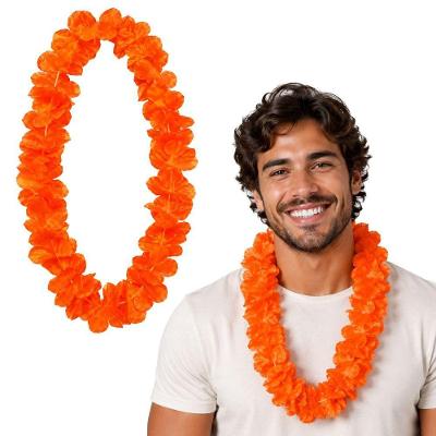 Colar Havaiano Hula Poliéster 60cm 120cm Laranja Extra Festas