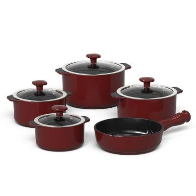 Jogo de Panelas Slim Cerâmica 5 Peças Tampa Vidro Marsala Ceraflame