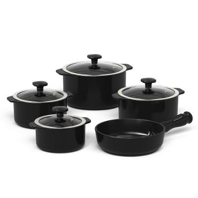 Jogo de Panelas Slim Cerâmica 5 Peças Tampa de Vidro Preto Ceraflame