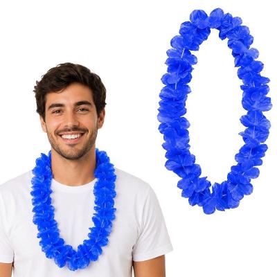 Colar Havaiano Hula Poliéster e Plástico 120cm Azul Extra Festas