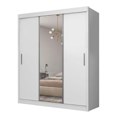 Guarda Roupa Casal Duda 3 Portas de Correr 4 Gavetas MDP Branco
