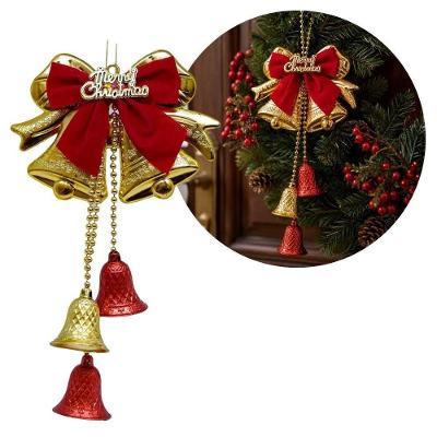 Sino Duplo Decorativo Natalino Merry Christmas Vermelho e Dourado 20cm Yangzi
