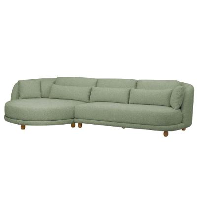Sofá com Chaise Arizona 5 Lugares 330CM Verde Claro Bouclé Nexta