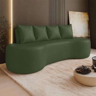 Sofá Benin 3 Lugares 210CM Orgânico Verde Musgo Sintético PU com Almofadas D'Rossi