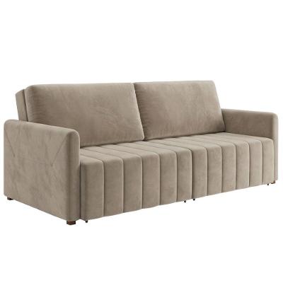 Sofá Cama Egeu 3 Lugares Retrátil e Reclinável 192CM Bege Veludo