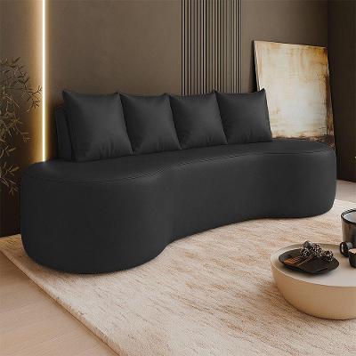 Sofá Benin 3 Lugares Orgânico 210CM Preto Sintético PU Fixo D'Rossi