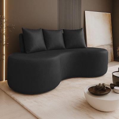 Sofá Benin 2 Lugares Fixo 160CM Preto Sintético PU com Almofadas D'Rossi