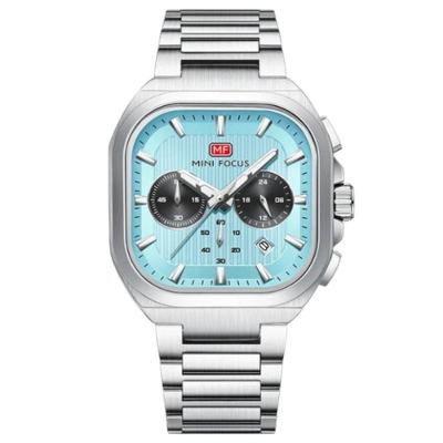 Relógio de Pulso Masculino Analógico Aço Inox Ponteiros Luminosos Azul Mini Focus