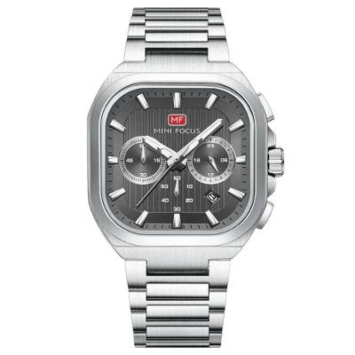 Relógio Masculino de Quartzo Analógico Aço Inox Ponteiros Luminosos Cinza Mini Focus