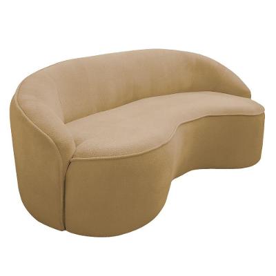 Sofá Curvo Montserrat 3 Lugares 180cm Caramelo Bouclé