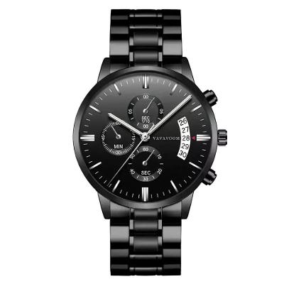 Relogio Masculino 214 Quartzo Pulseira Aco Inoxidavel Preto Prateado Va Voom