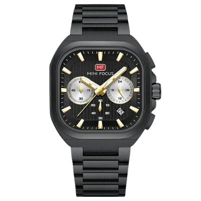 Relógio de Pulso Masculino Analógico Aço Inox Ponteiros Luminosos Preto Mini Focus
