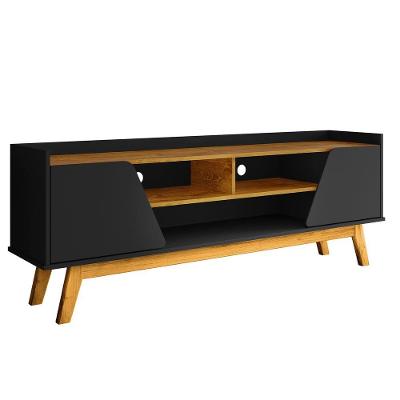 Rack Turim para TV 160CM MDF Preto Fosco Naturalle Bechara Móveis