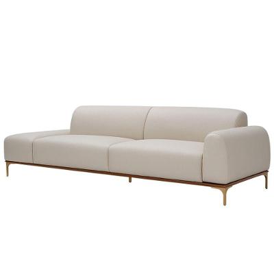 Sofá Unne 3 Lugares 210CM Off White Couro Sintético Nexta Casa