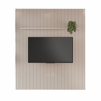 Painel Ripado Riso para TV 75" 207CM MDF-MDP Nicho Off White JCM Movelaria