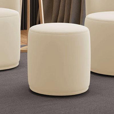 Puff Redondo Orgânico Malu para Sala Assento Espuma Veludo Bege D'Rossi